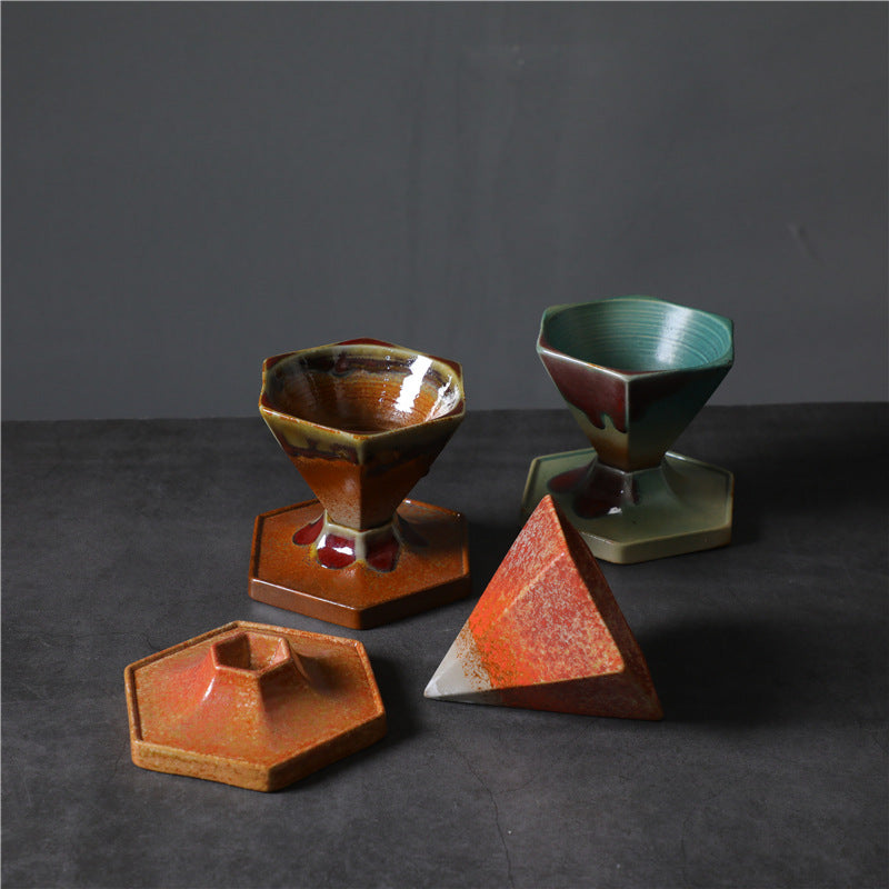 Buddha Stones Hexagon Design Ceramic Tea Coffee Mug Coffee Cup With Base 170ml Coffee Mug BS 12