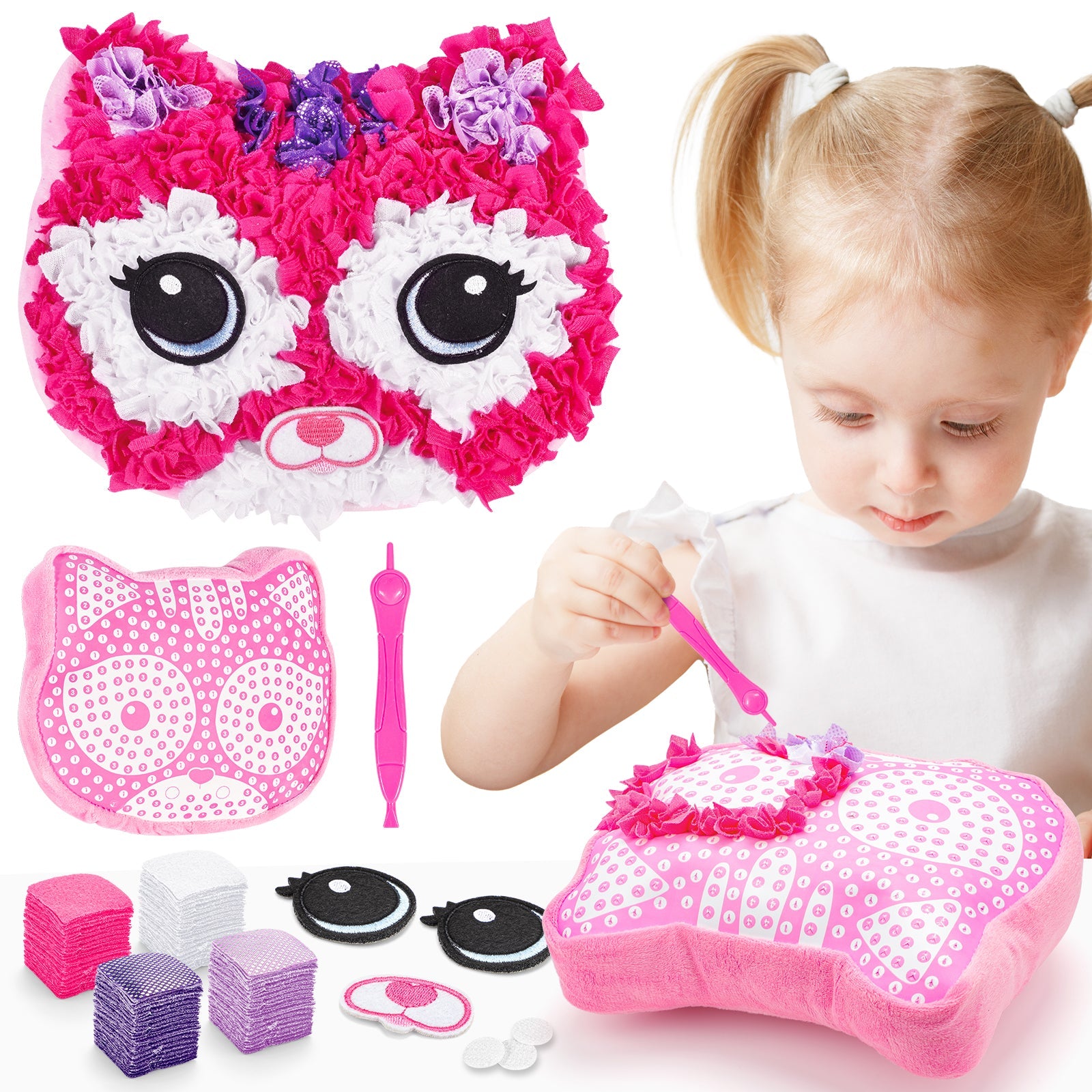 Muñecos Almohada de Descompresión de Animales DIY y Peluches Juguetes para Niños Algodón PP Seguro Telas Colores Brillantes No Necesita Coser Juguete Artesanal para Niños