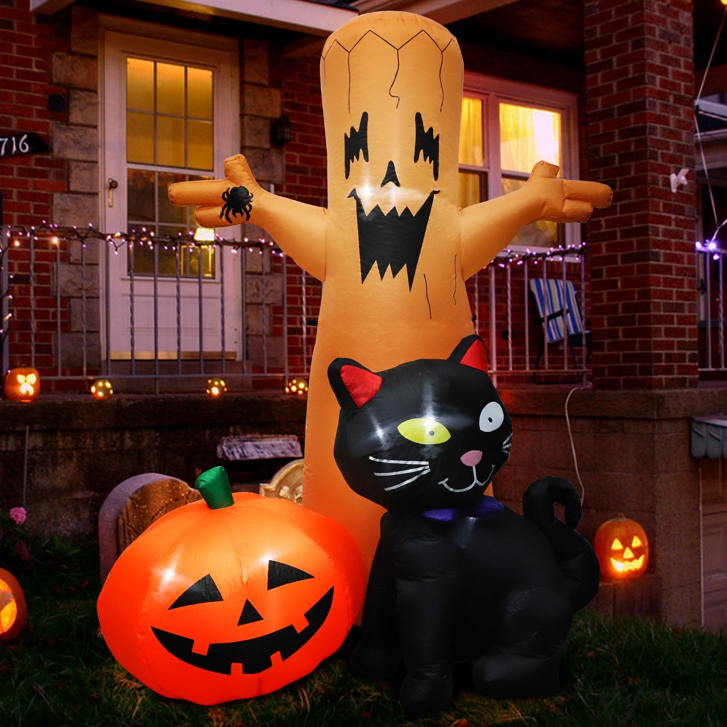 Fidtoy Decoración inflable de Halloween para patio con árbol fantasma y luces LED