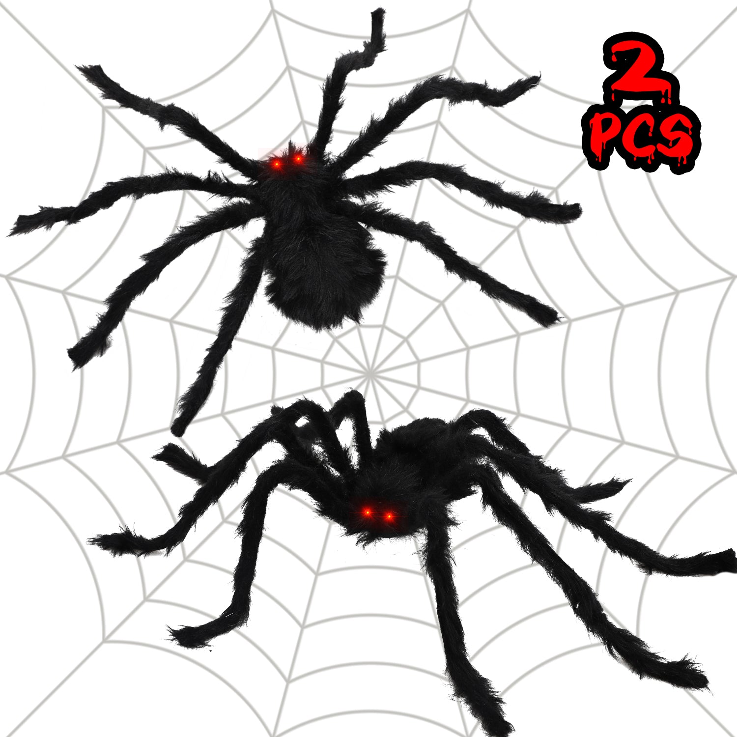 Fidtoy Juego de 2 arañas gigantes decorativas de Halloween