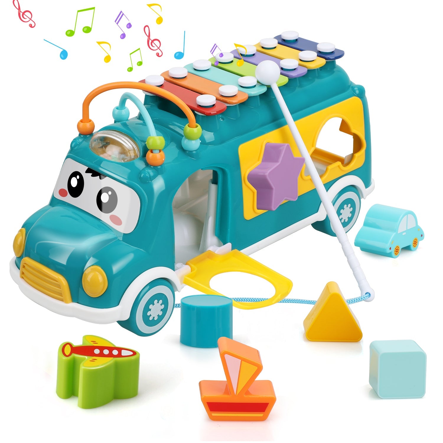 Fidtoy Musical Shape Sorter Bus for Toddlers 12 Months+