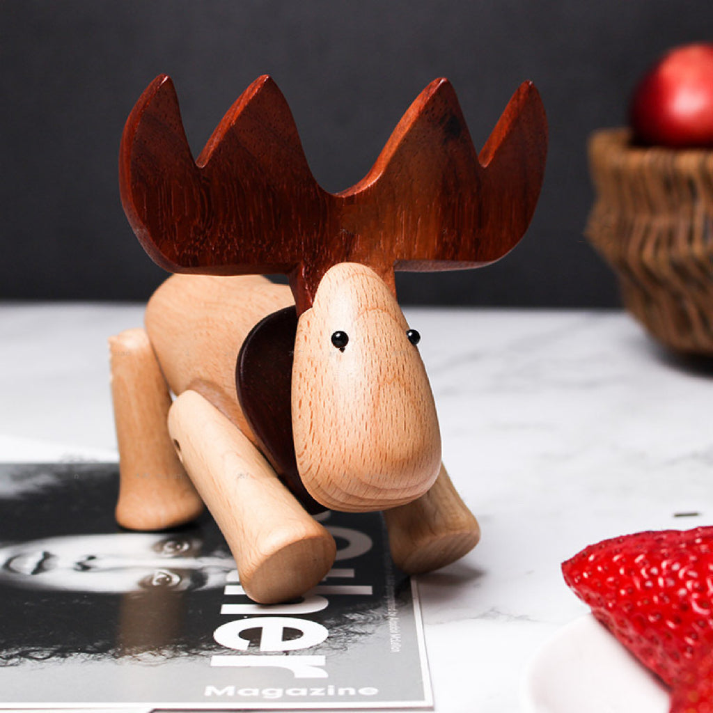 Alce de madera artístico ajustable - Decoración navideña perfecta y acento versátil para el hogar