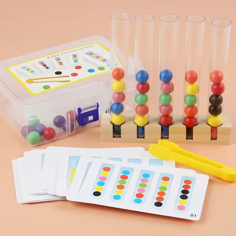 Tubo de Ensayo con Cuentas de Colores y 48 Retos de Patrones