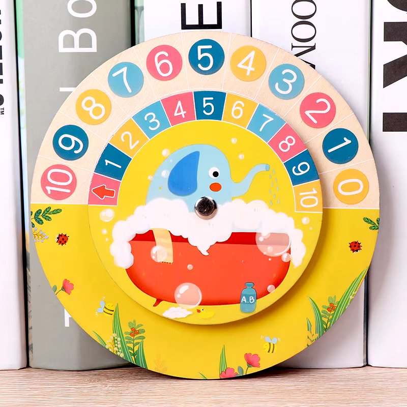 Fidtoy Wooden Montessori Double Sided Time Learning Math Clock for Kids Ages 3+
