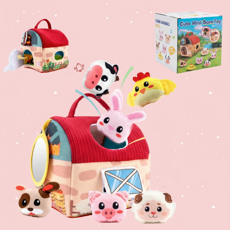 BabyBarn – Zacht & Leren – Boerderijhuis met Pluche Dieren