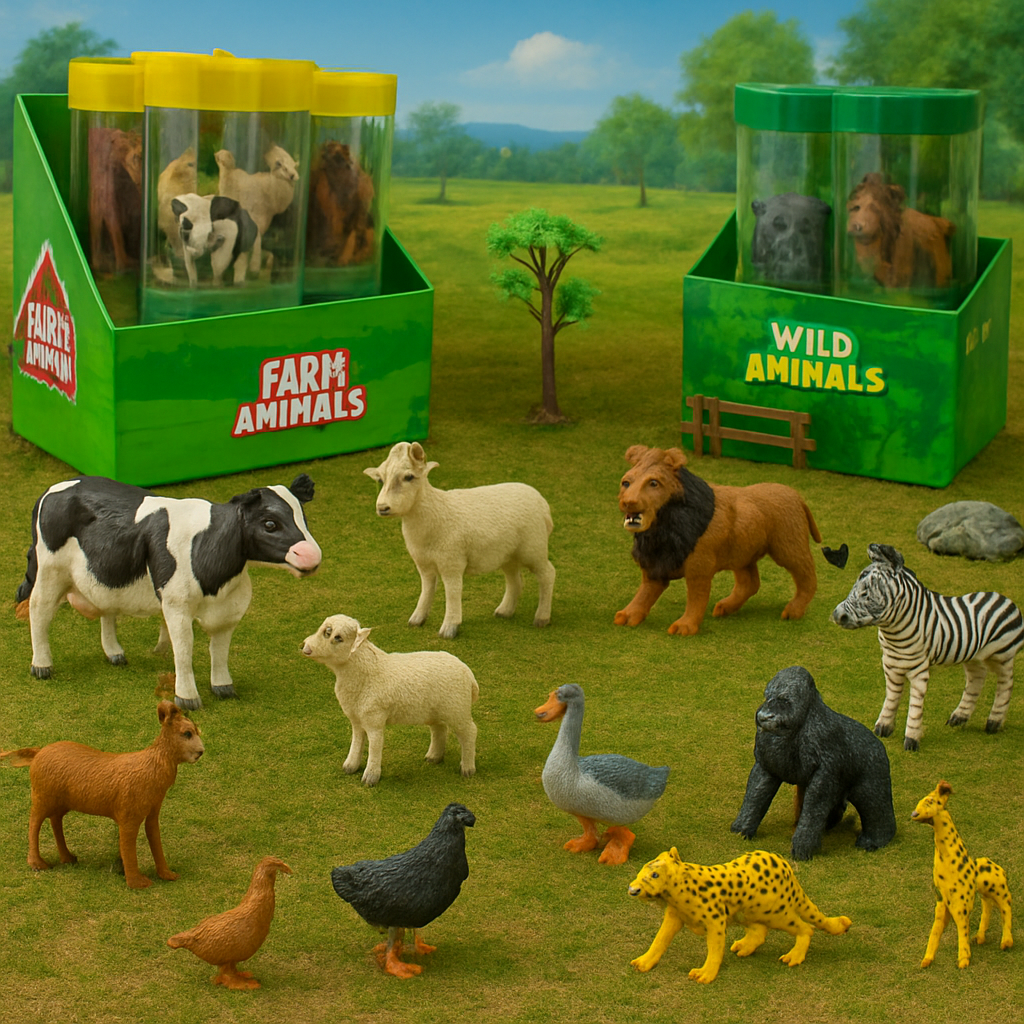 Fidtoy Mini Figure Wildlife Farm Animals Playset with Tree for Kids 21 Piece Animal Learning Toy