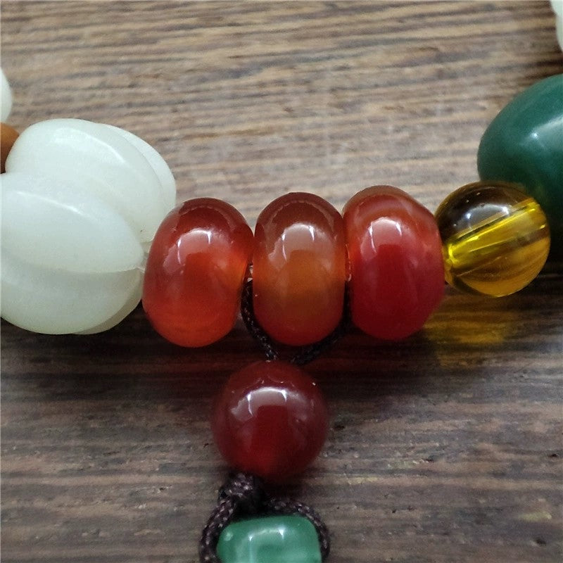 Buddha Stones Natural Bodhi Seed Agate Bodhi Harmony Bracelet Bracelet BS 4