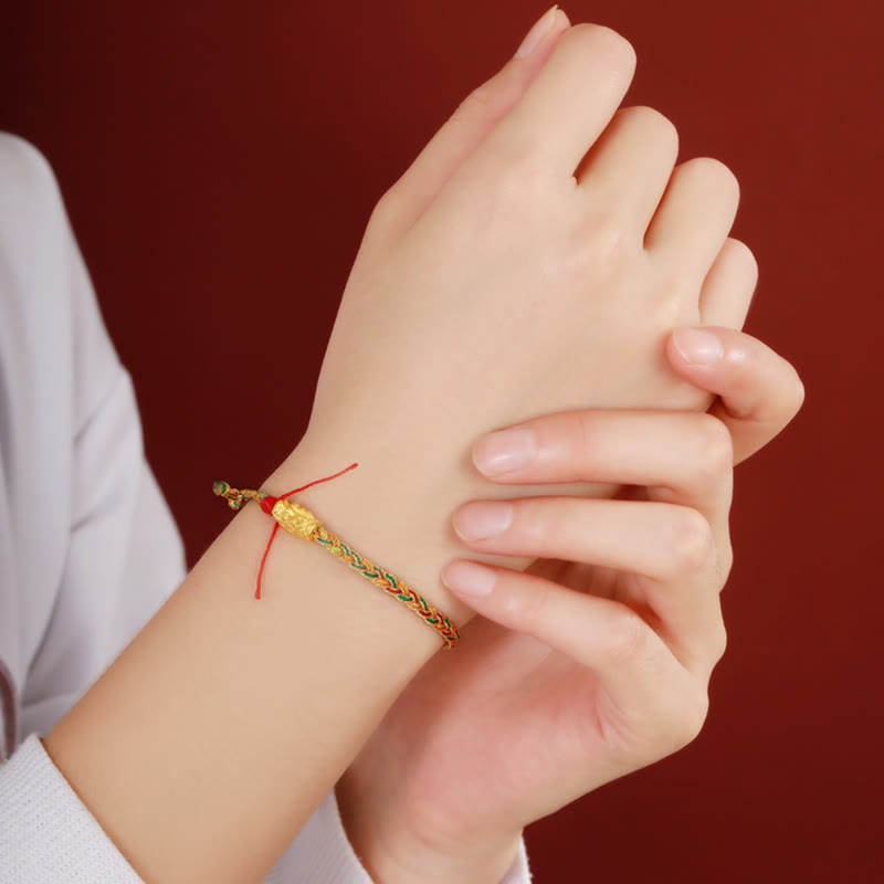 Buddha Stones Year of the Dragon Handmade Colorful Dragon Carved Success Braided Bracelet - image 9