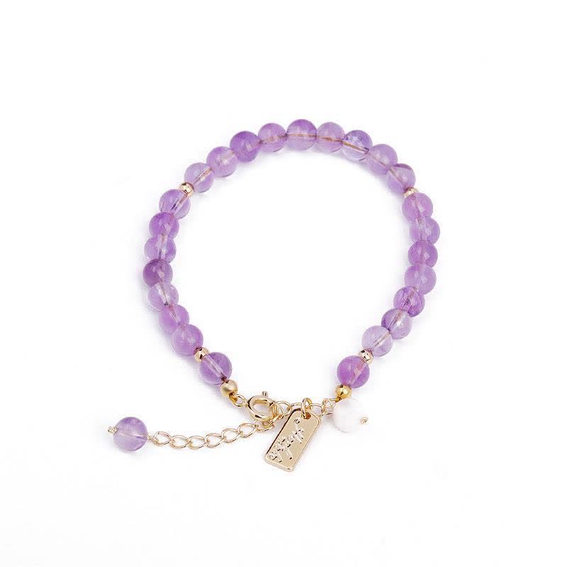 Buddha Stones Natural Amethyst Crystal Relieves Stress Bracelet Bracelet BS 6