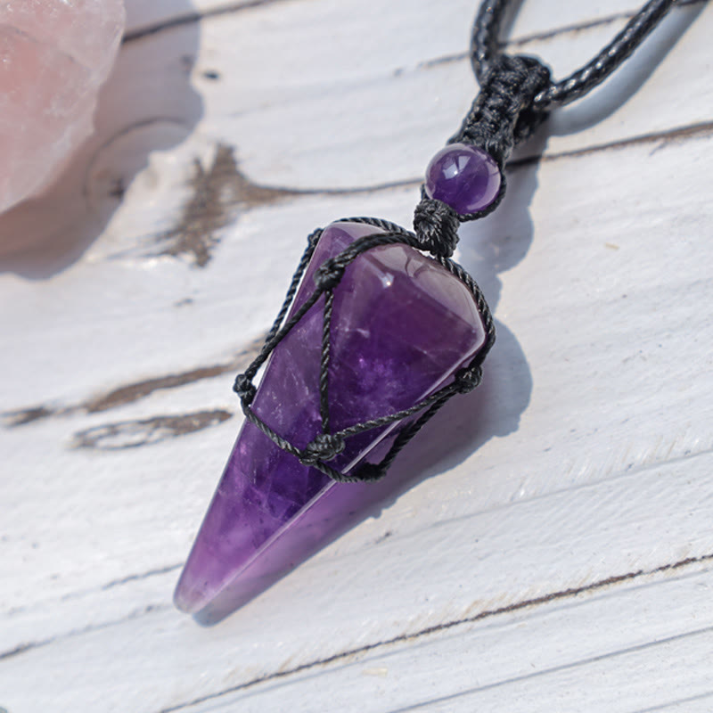Buddha Stones Natural Stone Pointed Pendant Necklace Necklaces & Pendants BS 11