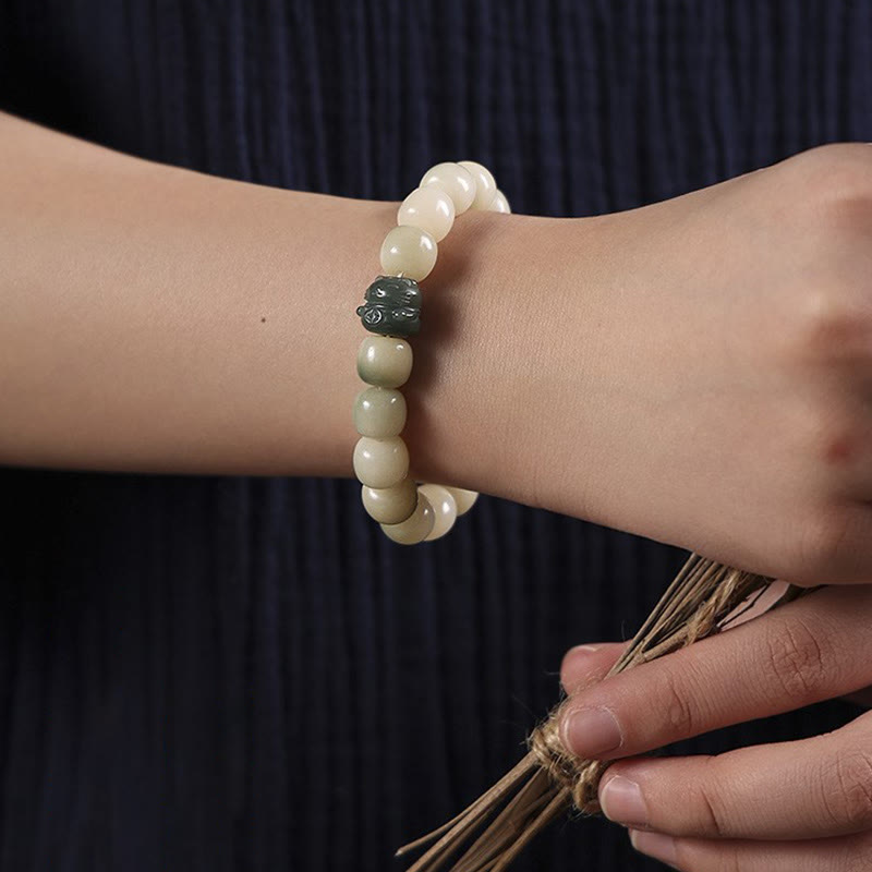 Buddha Stones Lucky Cat Bodhi Seed Cat Paw Peace Bracelet Bracelet BS 6