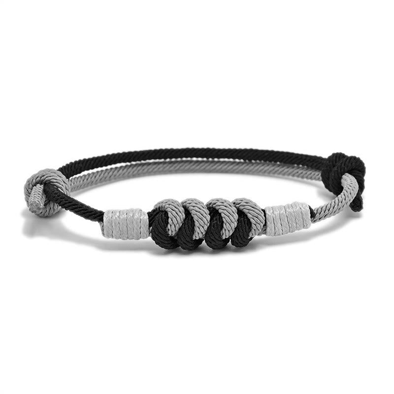 Buddha Stones Simple Design King Kong Knot Strength Braid String Bracelet Bracelet BS Black&Gray(Bracelet Size 15-25cm)