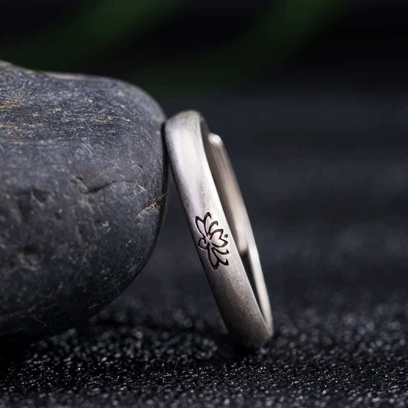 Buddha Stones 925 Sterling Silver Lotus Flower Enlightenment Ring Ring BS 3