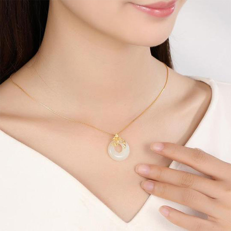 Buddha Stones Tibetan White Jade Calm Necklace Necklace BS 3