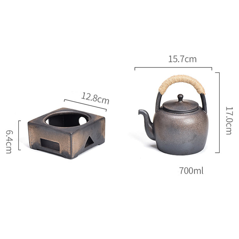 Buddha Stones Retro Brown Chinese Gongfu Tea Ceramic Kung Fu Teapot 700ml With Base Teapot BS 19