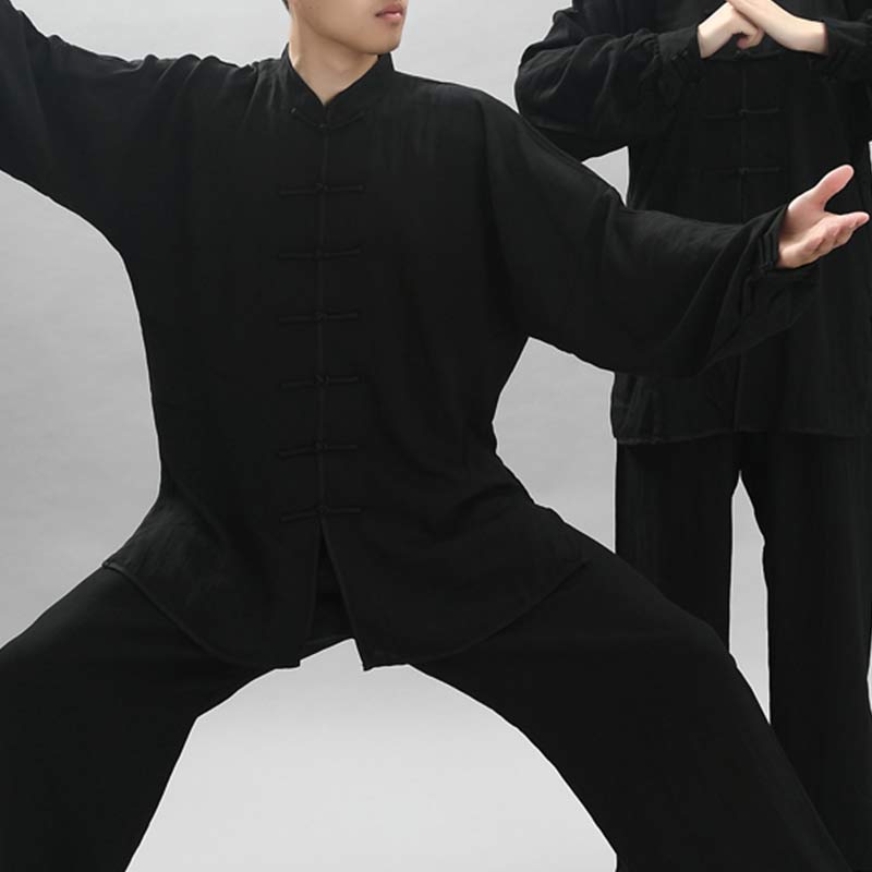 Buddha Stones Meditation Zen Prayer Spiritual Tai Chi Qigong Practice Unisex Embroidery Clothing Set - Black Long Sleeve - US14,UK/AU18,EU46 (3XL) - image 4