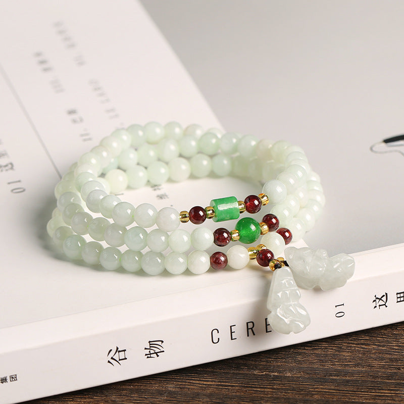 Bracelet Foviel en jade naturel représentant un Pixiu et une gourde, symbole d'abondance — image 3