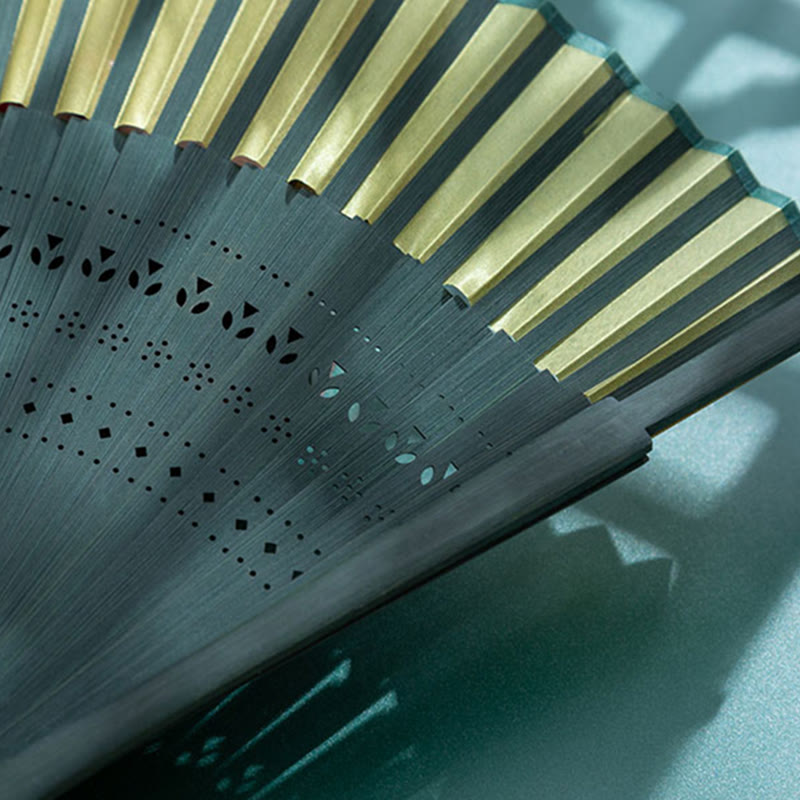 Buddha Stones Gradient Handheld Silk Bamboo Folding Fan