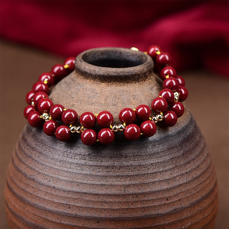 Buddha Stones Natural Cinnabar Beaded Blessing Bracelet Bracelet BS 2