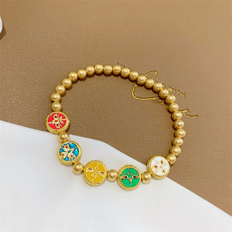 Buddha Stones Tibetan Five God Of Wealth Copper Beads Luck Bracelet Bracelet BS 3