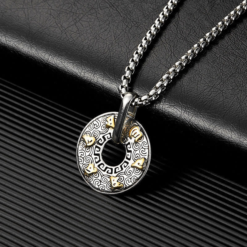 Buddha Stones Tibetan Om Mani Padme Hum Peace Buckle Creativity Necklace Pendant Necklaces & Pendants BS 2