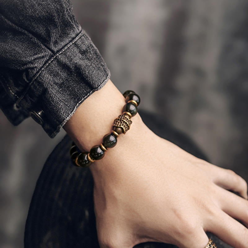 Buddha Stones Rainbow Obsidian Copper Love Healing Bracelet Bracelet BS 10