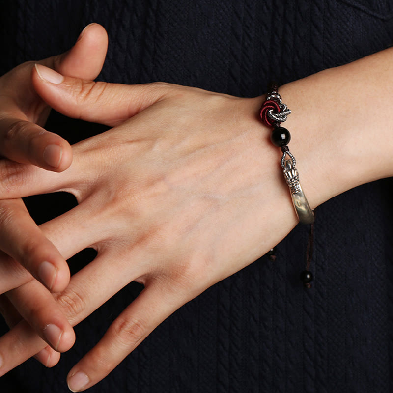 Buddha Stones 925 Sterling Silver Auspicious Dragon Success Handcrafted Braided Bracelet - image 9