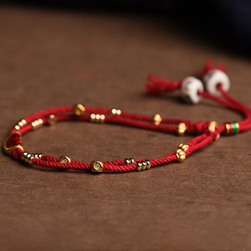 Buddha Stones Handmade Cinnabar Dumplings Design Luck Braided Red Rope Bracelet Bracelet BS 5
