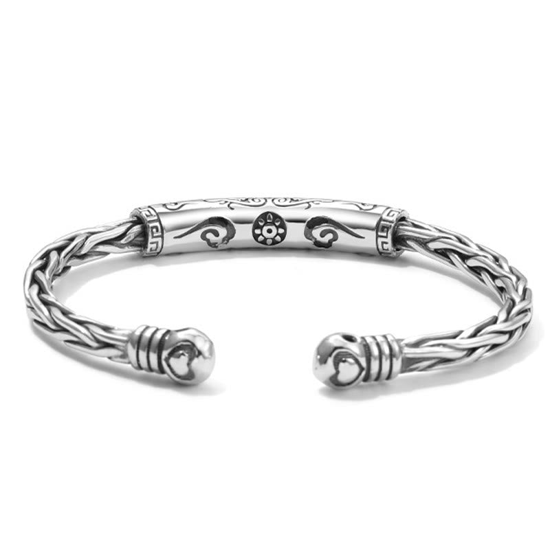Buddha Stones Tibet Om Mani Padme Hum Engraved Focus Cuff Bracelet Bangle Bracelet Bangle BS 2
