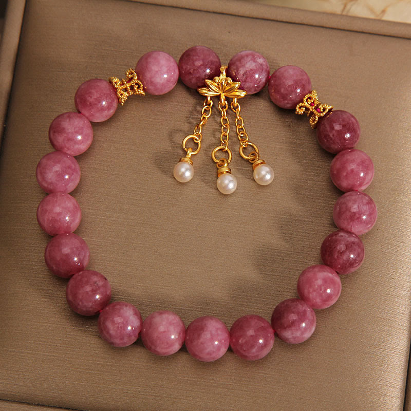 Buddha Stones Pink Tourmaline Lotus Flower Positive Bracelet Bracelet BS 2
