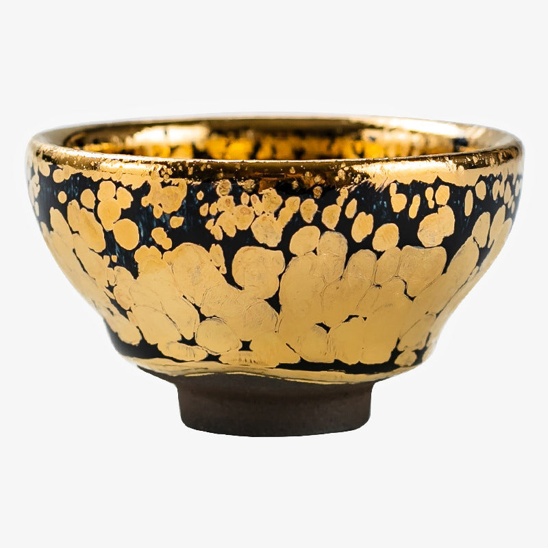 Buddha Stones 24K Gold Spot Pattern Chinese Jianzhan Ceramic Teacup Kung Fu Tea Cup Bowl With Gift Box Jian Zhan Tea Cup BS 4