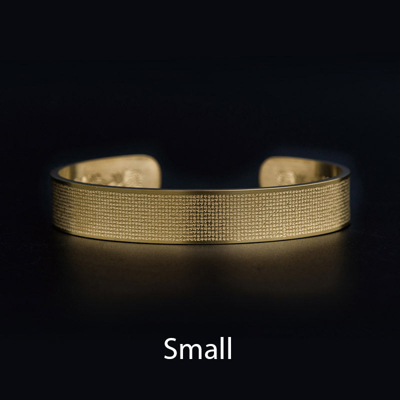 Buddha Stones Shurangama Mantra Engraving Titanium Steel Blessing Bracelet Bracelet BS Gold Small