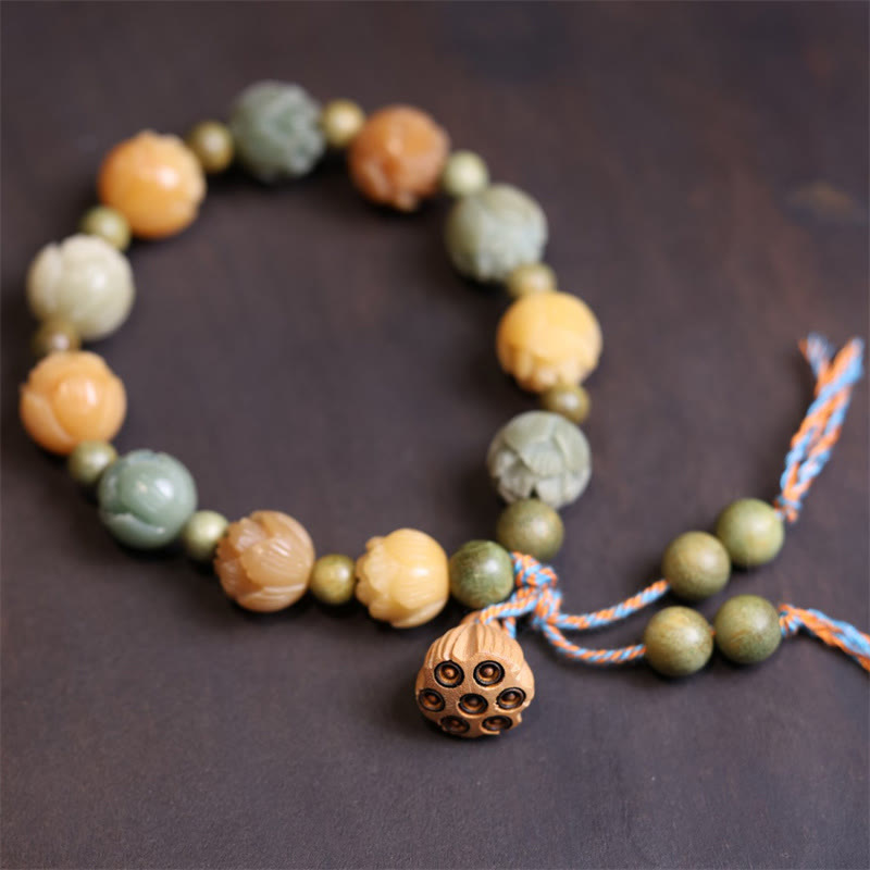 Buddha Stones Bodhi Seed Lotus Green Sandalwood Wisdom Harmony Bracelet Bracelet BS 3