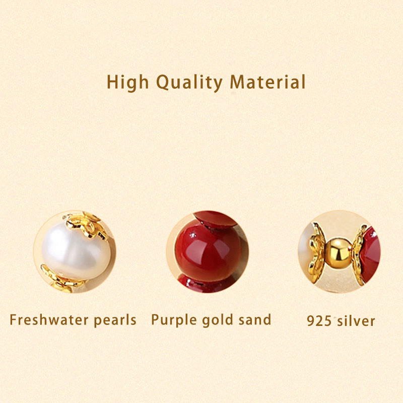 Buddha Stones 925 Sterling Silver Natural Cinnabar Pearl Blessing Necklace Pendant Bracelet Earrings Jewelry Set Bracelet Necklaces & Pendants BS 4