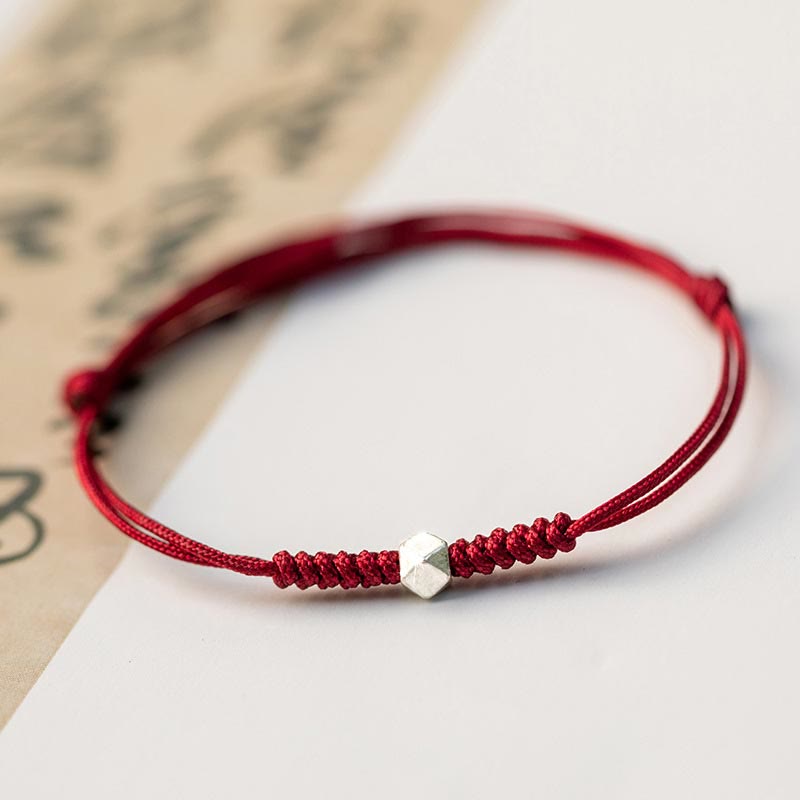 Buddha Stones 925 Sterling Silver Luck Bead Protection Red String Braided Bracelet Bracelet BS 1