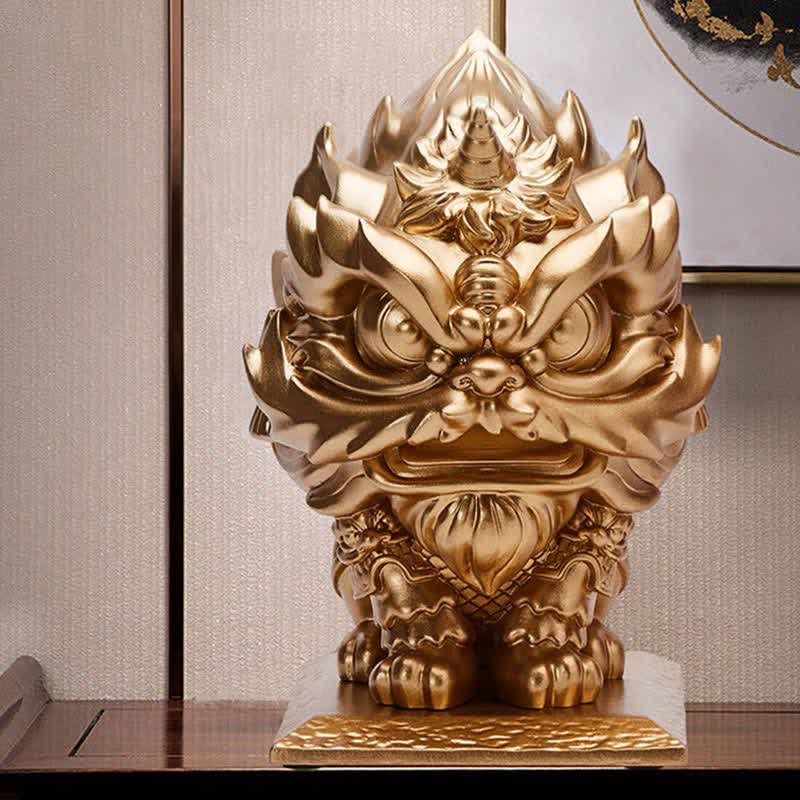 Buddha Stones Lion Statue Strength Resin Home Office Decoration Decorations BS Gold