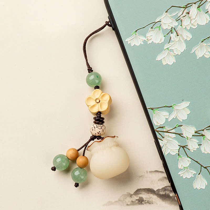 Buddha Stones Natural Bodhi Seed Money Bag Flower Blessing Prosperity Keychain Key Chain BS 14