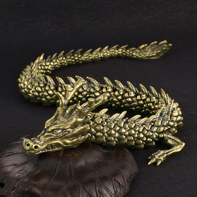 Buddha Stones Brass Copper Dragon Wealth Luck Protection Statue Figurine Home Decoration Decorations BS Brown