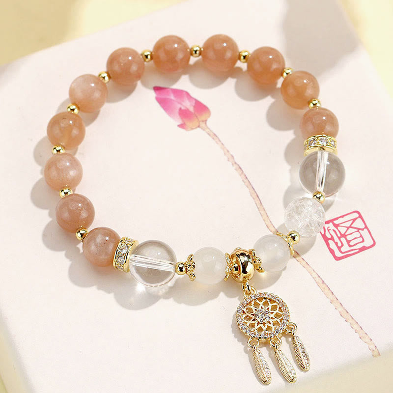 Buddha Stones Green Strawberry Quartz Amethyst Crystal Dreamcatcher Healing Bracelet 17