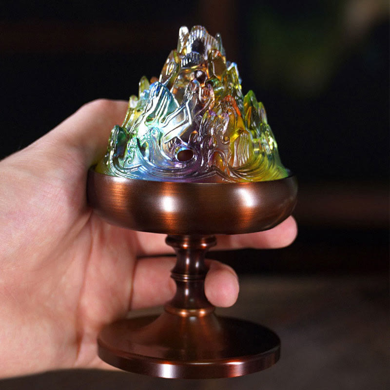Buddha Stones Liuli Crystal Mountain Healing Meditation Incense Burner Incense Burner BS 3