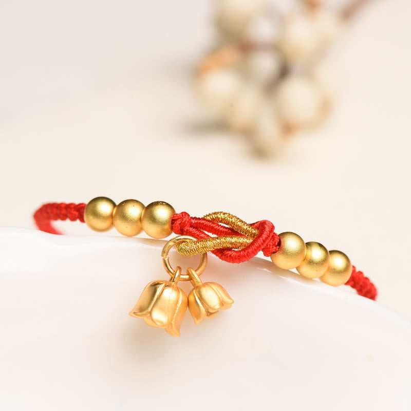 Buddha Stones Handcrafted Lily Of The Valley Flower Charm Design Luck Protection Braided Bracelet Bracelet BS 3