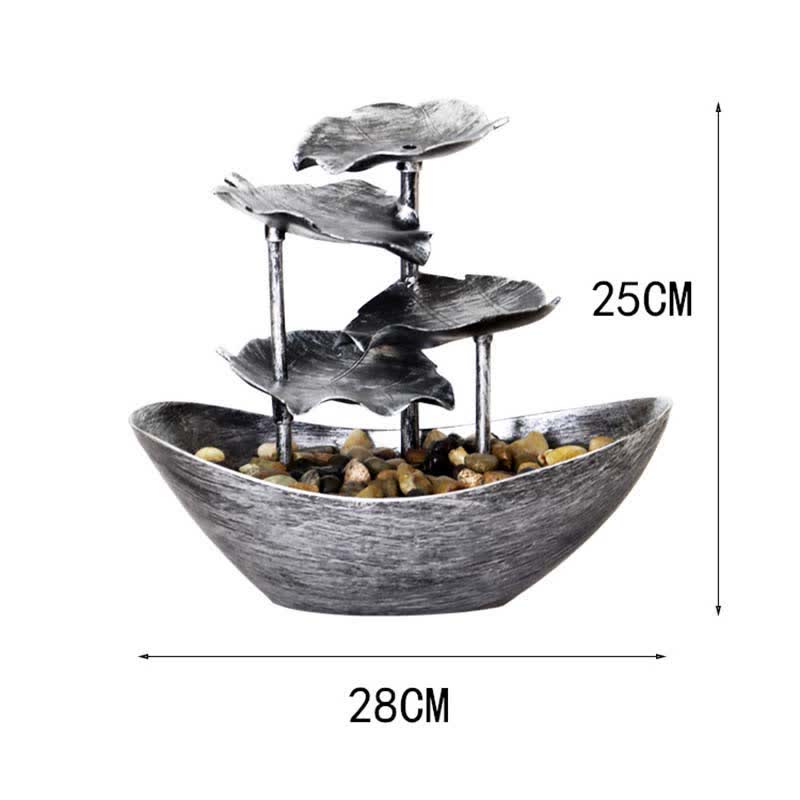 Buddha Stones Lotus Leaf Shaped Waterfall Fountain Tabletop Ornaments With LED Light Home Office Desktop Decoration - image 5