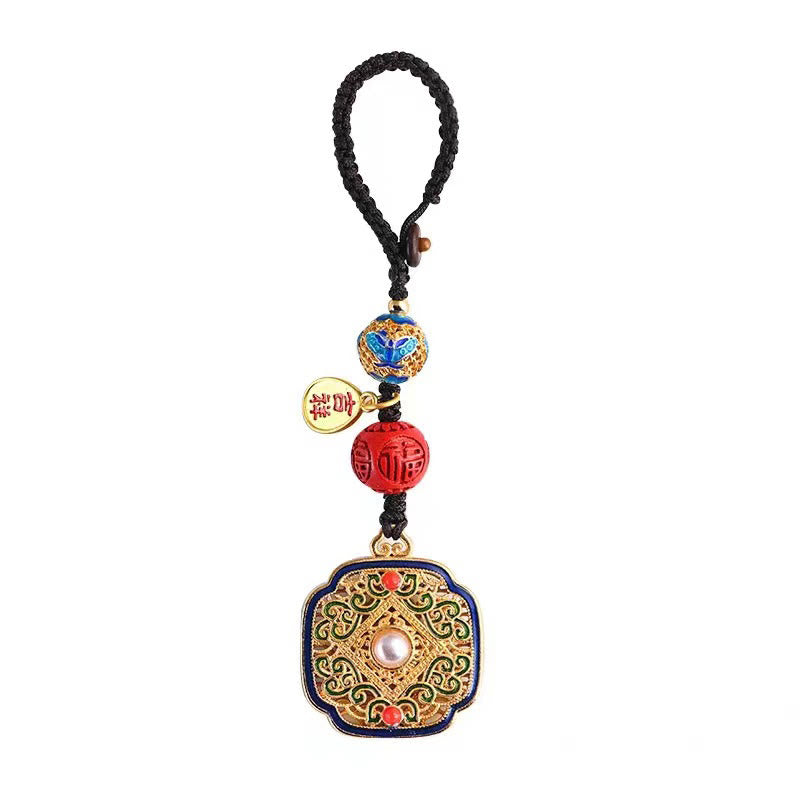 Buddha Stones Fu Character Blessing Ruyi Charm Key Chain Key Chain BS 11
