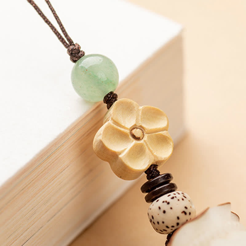 Buddha Stones Natural Bodhi Seed Money Bag Flower Blessing Prosperity Keychain Key Chain BS 13