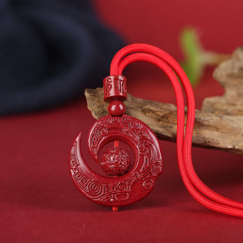 Buddha Stones One's Luck Improves Design Patern Natural Cinnabar Concentration Necklace Pendant Necklaces & Pendants BS Red Rope One's Luck Improves Design Bead High Content Cinnabar