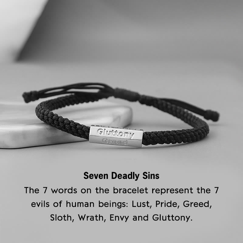Buddha Stones Seven Deadly Sins Seven Virtues Braided String Bracelet Bracelet BS Seven Deadly Sins Bracelet