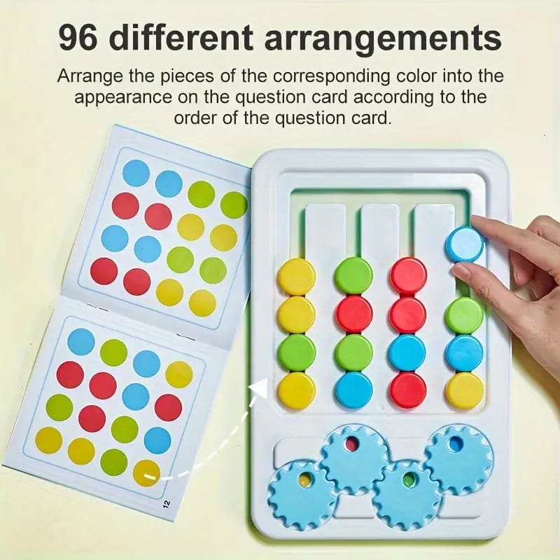 Fidtoy 2in1 Four Color Matching Gear Pattern Logic Game, Plastic Manual Color Matching Gear Puzzle, Spatial Awareness and Numeracy Logic Toy Ages 2-6