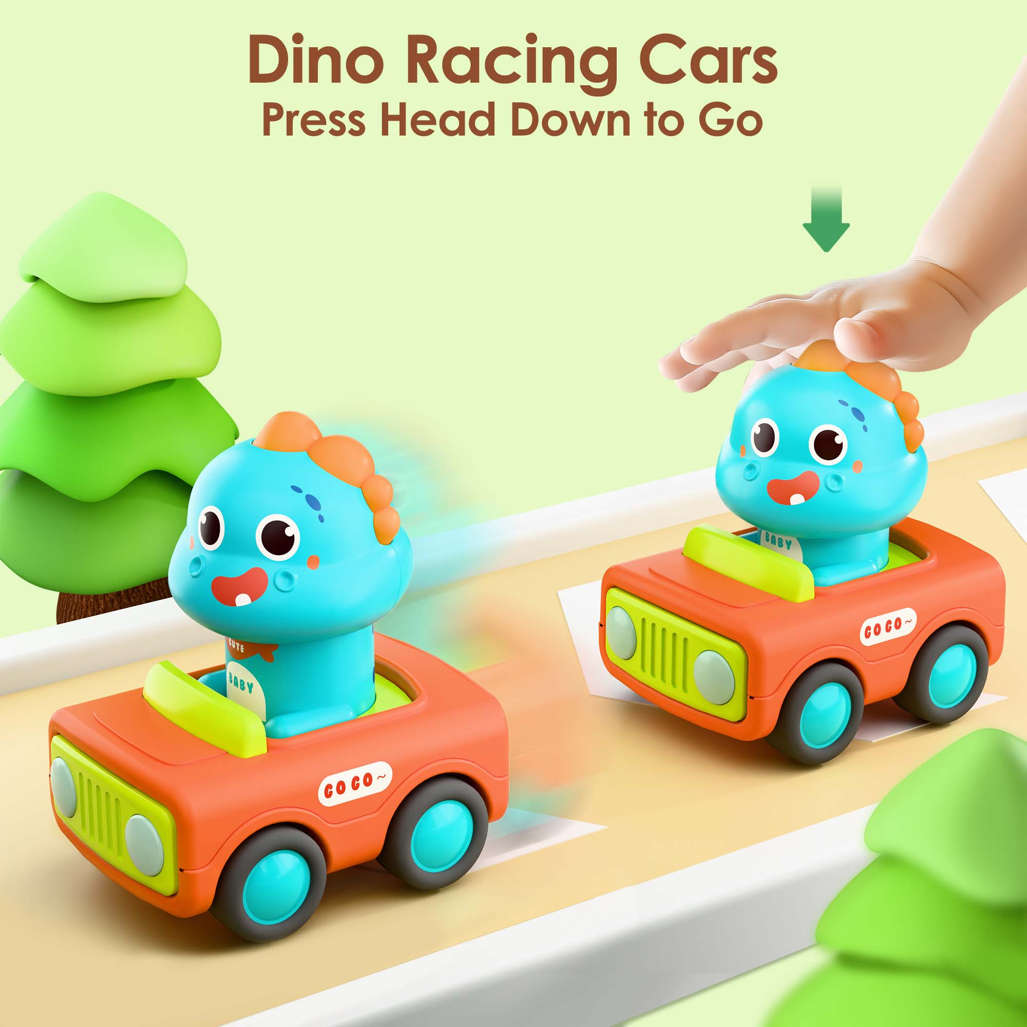 Fidtoy Coche de juguete de dinosaurio con sistema de fricción para bebés y niños pequeños
