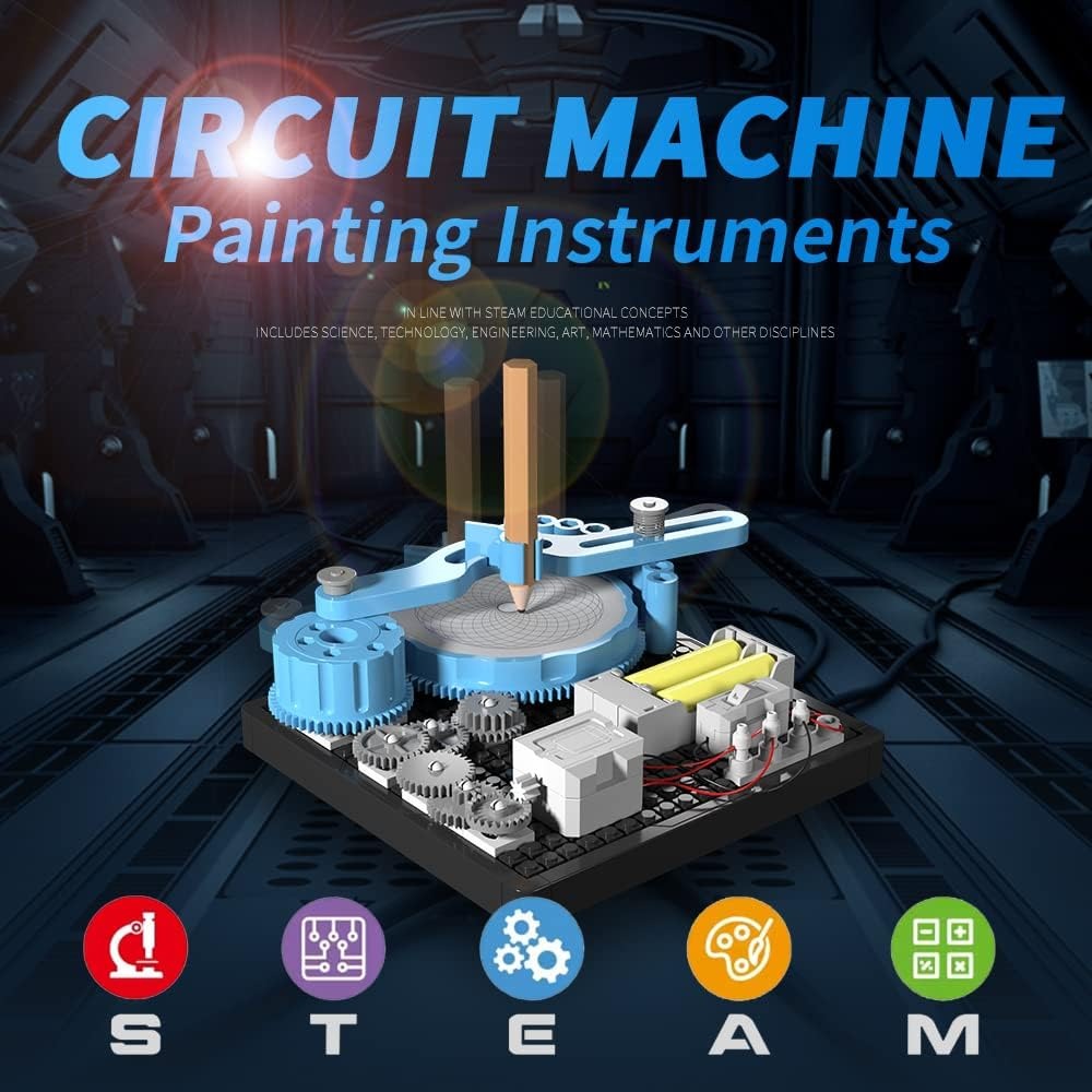 Fidtoy STEAM Electronics Exploration Circuit Machinery-Painting Kit for Kids Ages 8+, Plastic DIY Circuit Drawing Toy with Gears, Components and 48 Pattern Projects