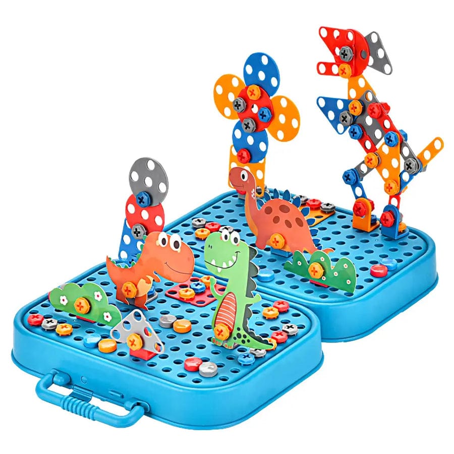 Kit creativo de dinosaurios DIY 5 en 1 con taladro eléctrico y tornillos 3D - 57A